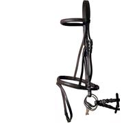 Testiera Tattini in cuoio con frontalino e capezzina profilati completo di redin