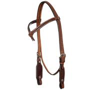 Testiera western in cuoio con frontalino a nodo e cuciture a contrasto modello x