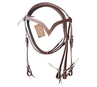 Testiera western Lakota in cuoio a V con redini e lavorazione basket/Flowers