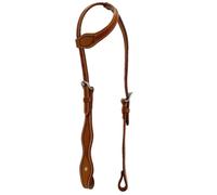 Testiera western sagomata orecchio con lavorazione basket rossiccia