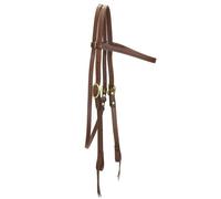 Testiera western Triple S in cuoio oliato liscio con fibbiera in ottone Triple S