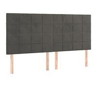 Testiere 4 pezzi grigio scuro 90 x 5 x 78/88 cm velluto - Testate di alta qualità per letti, effetto velluto di lusso, perfetta vestibilità per camera da letto, facile da montare