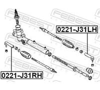 Testina barra sterzo Assale anteriore Dx 0221-J31RH FEBEST per NISSAN