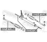 Testina barra sterzo Assale anteriore Dx 0221-K12RH FEBEST per NISSAN NOTE
