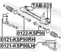 Testina barra sterzo Assale anteriore Sx 0121-KSP90LH FEBEST per TOYOTA YARIS