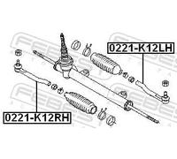 Testina barra sterzo Assale anteriore Sx 0221-K12LH FEBEST per NISSAN NOTE