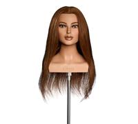Testina da parrucchiere Clare - L'IMAGE - con capelli veri circa 50 cm, con ciglia