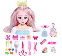 Testina da Parrucchiere Testina da Trucco per Bambini Testina da Trucco per Ragazze Bambole per Lo Styling dei Capelli Modello per Lo Styling della Testa di Bambola Set da Gioco Giocattoli Accessori