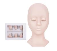 Testina di Pratica per Extension Ciglia in Silicone Rosa Realistica | Make-up e Formazione Estetica, Esperienza Realistica, Testa Smontabile, Uso in Salone