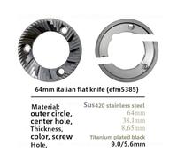 Testina Di Taglio For Macinacaffè, Compatibile Con SSP, Lama Piatta, Compatibile Con Mazzer Grasshopper, Modello Piatto Da 64/83/98 Mm, Placcato In Titanio(64Mm 12 teeth)
