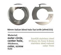 Testina Di Taglio For Macinacaffè, Compatibile Con SSP, Lama Piatta, Compatibile Con Mazzer Grasshopper, Modello Piatto Da 64/83/98 Mm, Placcato In Titanio(98Mm blind hole)