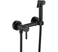 Testina doccetta bidet, Bidet portatile for WC e spruzzatore for pannolini in ottone, acqua calda fredda, multicolore, montaggio a parete(Black)
