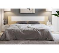 Testina + due comodini, testiera e tavolini, finitura in cambrian e bianco, dimensioni: 247 cm (larghezza) x 54 cm (altezza) x 33 cm (Fon) - Meyvaser