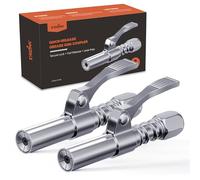 Testina Ingrassatore Professionale 2 Pezzi - Adattatore per Pistola del Grasso a Rilascio Rapido con Una Mano - Bloccaggio a 6 Ganasce - Accoppiatore per Filetto 1/8" NPT, Raccordi SAE e Metrici