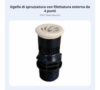 Testina irrigatore diffusa regolabile 360°, irrigazione automatica