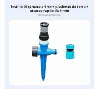 Testina irrigatore diffusa regolabile 360°, irrigazione automatica