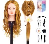 Testina Parrucchiere Capelli, 66Cm/26" 70% Veri Capelli Testa per Parrucchieri