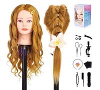 Testina Parrucchiere Capelli, TopDirect 66cm/26" 70% Veri Capelli Testa per Parrucchieri Testa per Acconciature Manichino Cosmetologia Formazione con Morsetto + DIY Accessori per Capelli