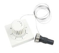Testina termostatica bianca con telecomando per accesso e tubo capillare flessibile da 2000 mm o 5000 mm, compatibile con valvole M30 x 1,5 per una facile regolazione della temperatura negli impianti