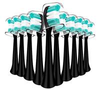 Testine di ricambio compatibili con spazzolino elettrico AquaSonic Black Series Vibe Series, design a forma di W piantato con setole in nylon (nero)