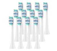 Testine di ricambio for spazzolini elettrici, compatibili con Philips, manici a scatto 2100 4100 5100 5300 6100 6500 7500(White-12 Pcs)