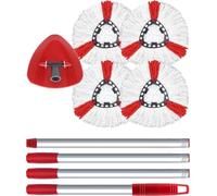 Testine di Ricambio per Turbo 2-in-1, Set di mop per Pavimenti Compatibile con Vileda EasyWring & Clean, Coperchio di Ricambio per mop, 4 testine + 1 Manico + 1 Base per mop