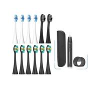Testine For Spazzolino Elettrico Seago, 12 Pezzi, For Adulti, 5 Modalità, Sensore Di Pressione, IPX7 Impermeabile, Con Porta Spazzolino C027(SG-C027-12PCS Black)