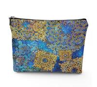Testo della Costituzione, borse per il trucco in lino da donna, vintage Constitution America 4 luglio, borsa cosmetica da viaggio impermeabile, borsa per trucco per borsa, marrone, 17,8 x 22,9 cm, Blu