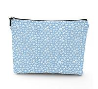 Testo della Costituzione, borse per il trucco in lino da donna, vintage Constitution America 4 luglio, borsa cosmetica da viaggio impermeabile, borsa per trucco per borsa, marrone, 17,8 x 22,9 cm, Blu