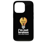 Testo divertente Memes Funny I'm Not Broken Just A Little Cracked Custodia per iPhone 13 Pro