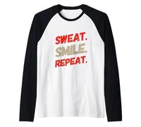 Testo Divertente Sport Scherzi Divertenti Citazioni Sport Sudore Sorriso Ripetizione Maglia con Maniche Raglan