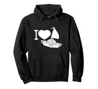 Testo «I Love Sailing» con Scritta Waves Sailor Heart Crew Felpa con Cappuccio