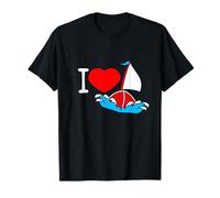 Testo «I Love Sailing» con scritta Waves Sailor Heart Crew Maglietta