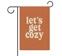 Testo Let's Get Cozy on Orange Minimalist Garden Flag Stagionale Vacanze Juta Doppio Lato Casa Yard Bandiere Esterni 32X47 CM