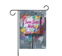 Testo Love Lives Here grandi bandiere esterne banner per esterno per decorazione esterna 12x18 double face