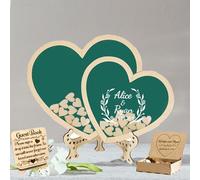 Testo personalizzato Cuore Wedding Guest Book Alternativa con 30-100pcs Cuori di Legno, Segno di Legno Wedding Guestbook, Anniversario Wedding sign in book per Cerimonia e Ricevimento (Doppio amore 2)