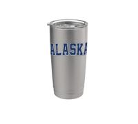 Testo retrò stile vintage blu Alaska Bicchiere termico in acciaio inox doppia parete