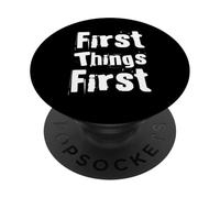 Testo umoristico divertente divertente per le persone divertenti prime cose prima PopSockets PopGrip Adesivo