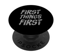 Testo umoristico divertente divertente per le persone divertenti prime cose prima PopSockets PopGrip Adesivo