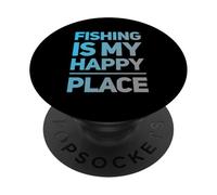 Testo umoristico divertente pescatori pesca è il mio posto felice PopSockets PopGrip Adesivo