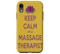 Testo viola del fiore di loto Keep Calm I Am A Massaggiator Custodia per iPhone XR
