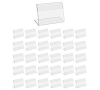 testyu 30 Pezzi Porta Cartelli in Acrilico, 6 x 4 cm Porta Etichette in Acrilico Trasparente, Portanome da Tavolo per Scaffali, Panetterie, Negozi di Alimentari