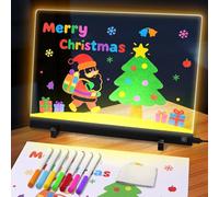 testyu Lavagna per Appunti a LED con Colori, in Acrilico con Penna a 7 Colori, Pitura Narrativa a Colori in 5 Stili, Trasparente, Luminosa, Blocco Note, Lavagna, Memo (35 x 26 cm)