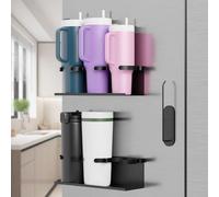 testyu Portabicchieri Magnetico per Frigorifero, Stanley Portabicchieri da 30&40 Oz con Organizer per Coperchio di Bicchiere, Robusto Organizer Magnetico per Bottiglie d'Acqua per Cucina e Frigorifero
