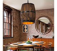 TESUGN Lampada da Soffitto Vintage a Sospensione in Legno Marrone, Forma di Botte, 33 cm x 24 cm x 120 cm, Ideale per Soggiorno, Camera da Letto, Cucina, Cantina, Caffetteria, Bar e Regalo