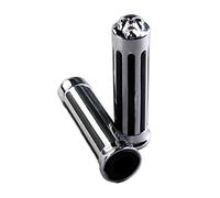 TESWNE 1'' Skull Chrome Rubber Hand Grip Motorcycle Handle Bar