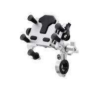 Tetari Cavalletto Mobile Per Moto Supporto Manubrio per Moto | Lega Con Ammortizzatori Supporto Per Telefono Per Moto Staffa Di Navigazione Per Moto Per Bici(Silvery)