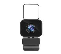 TETEOM Webcam, Webcam HD 1080P con luce anulare e treppiede Copertura webcam 3 colori Luminosità regolabile for conferenze, streaming live, registrazione