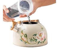 Teter - Acciaio con mango, fiori, 3L, stile vintage | Stivali da acqua con fischietto per una decorazione della casa tradizionale ideale per Capodanno e Natale