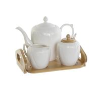 TETERA SET 4 PORCELANA BAMBU 24X20X7 BLANCO